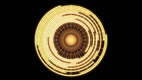 Arc Audio Reactive Equalizer A Radial Patterns Yellow VJ Loop Animation 02 Video stock 156475203