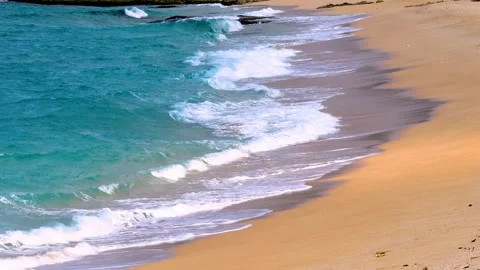 In arc beach in front of the eyes, the continuous rolling wave. Stock Footage 280148859
