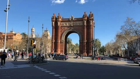Arc de Triomf in Barcelona Spain Stock Footage 139101476