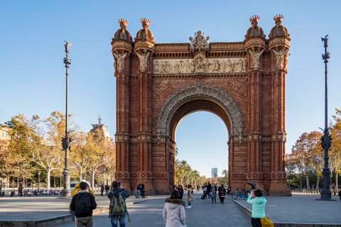 The Arc de Triomf, one of the most famous landmark in Barcelona, Spain. Stock Photos