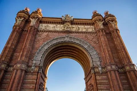The Arc de Triomf, one of the most famous landmark in Barcelona, Spain. Stock Photos