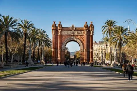 The Arc de Triomf, one of the most famous landmark in Barcelona, Spain. Stock Photos