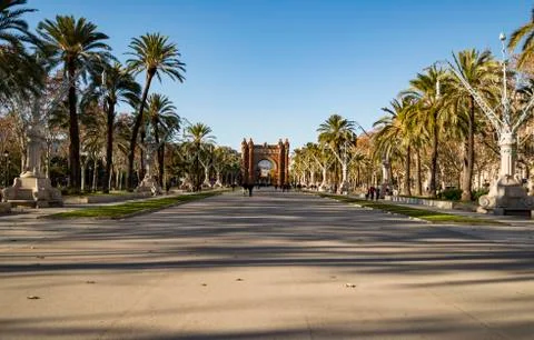 The Arc de Triomf, one of the most famous landmark in Barcelona, Spain. Stock Photos