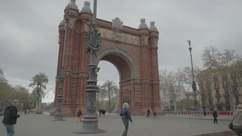 The Arc de Triomf a Triumphal Arch in the City Barcelona, Spain Stock Footage 242872463