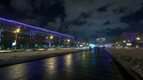 Arc de Triomph at Night 2 Stock Footage 70826461