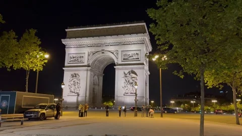 Arc de Triomphe in 4k apple pro res Arc de Triomphe at night Stock Footage 241824015
