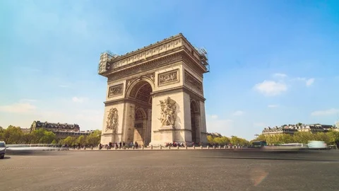Arc de triomphe 4K timelapse Stock Footage 97833599