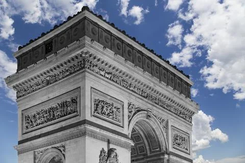 Arc de Triomphe (against the background of sky with clouds), Paris, France Stock Photos