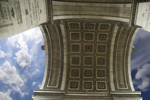 Arc de Triomphe (against the background of sky with clouds), Paris, France Stock Photos
