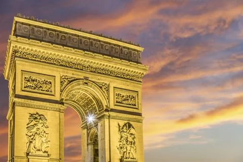 Arc de Triomphe (against the background of sky with clouds), Paris, France Stock Photos