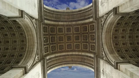 Arc de Triomphe (against the moving clouds, 4K), time lapse, Paris, France. Stock Footage 239669551