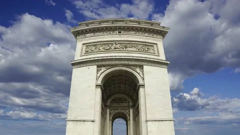 Arc de Triomphe (against the moving clouds, 4K), time lapse, Paris, France. Video stock 239669587