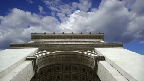 Arc de Triomphe (against the moving clouds, 4K), time lapse, Paris, France. Video stock 239669685