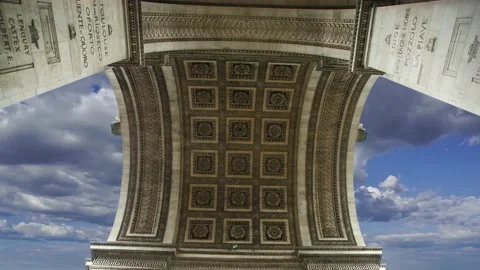Arc de Triomphe (against the moving clouds, 4K), time lapse, Paris, France. Stock Footage 239669711