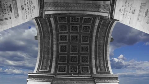 Arc de Triomphe (against the moving clouds, 4K), time lapse, Paris, France. Stock Footage 239669714