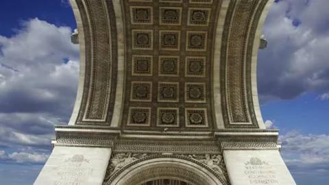 Arc de Triomphe (against the moving clouds, 4K), time lapse, Paris, France. Stock Footage 239669797