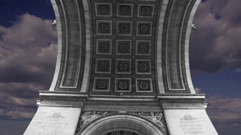 Arc de Triomphe (against the moving clouds, 4K), time lapse, Paris, France. Stock Footage 239669825