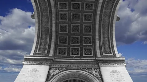 Arc de Triomphe (against the moving clouds, 4K), time lapse, Paris, France. Stock Footage 239669838