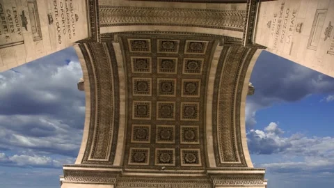 Arc de Triomphe (against the moving clouds, 4K), time lapse, Paris, France. Stock Footage 239670791