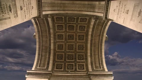 Arc de Triomphe (against the moving clouds, 4K), time lapse, Paris, France. Stock Footage 239670795