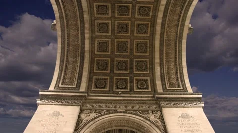 Arc de Triomphe (against the moving clouds, 4K), time lapse, Paris, France. Video stock 239670809