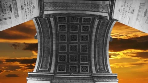 Arc de Triomphe against the sunset (time lapse, 4K), Paris, France Stock Footage 264943378