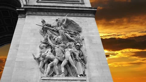 Arc de Triomphe against the sunset (time lapse, 4K), Paris, France Stock Footage 264943389