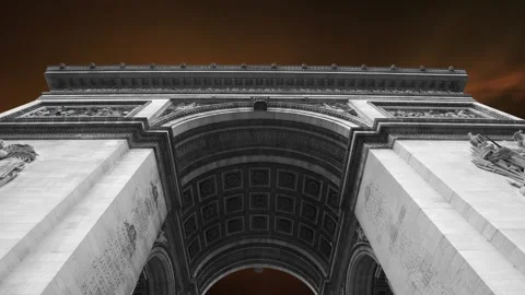 Arc de Triomphe against the sunset (time lapse, 4K), Paris, France Stock Footage 264943713