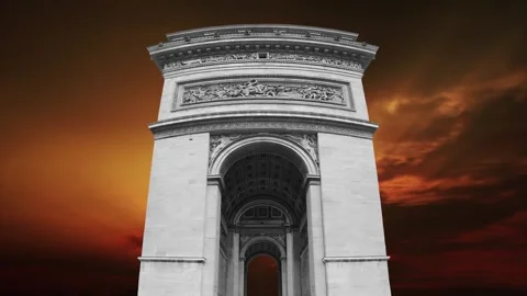 Arc de Triomphe against the sunset (time lapse, 4K), Paris, France Stock Footage 264943721