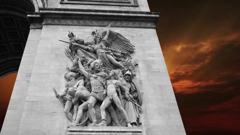 Arc de Triomphe against the sunset (time lapse, 4K), Paris, France Stock Footage 264943726