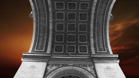 Arc de Triomphe against the sunset (time lapse, 4K), Paris, France Stock Footage 264943731
