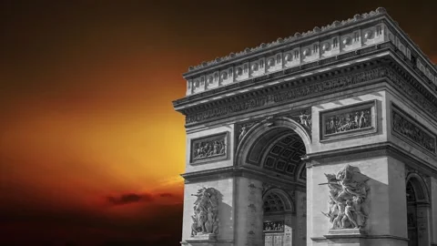 Arc de Triomphe against the sunset (time lapse, 4K), Paris, France Stock Footage 264943735