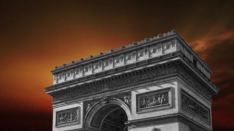 Arc de Triomphe against the sunset (time lapse, 4K), Paris, France Stock Footage 264943738