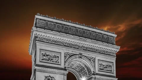 Arc de Triomphe against the sunset (time lapse, 4K), Paris, France Stock Footage 264943801