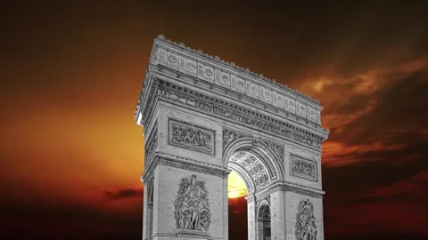 Arc de Triomphe against the sunset (time lapse, 4K), Paris, France Stock Footage 264943812