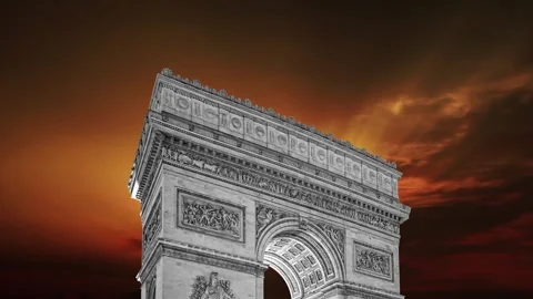 Arc de Triomphe against the sunset (time lapse, 4K), Paris, France Stock Footage 264943838