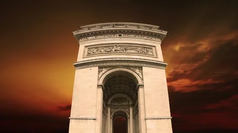 Arc de Triomphe against the sunset (time lapse, 4K), Paris, France Video stock 264943870