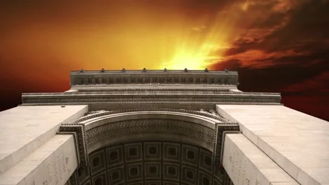 Arc de Triomphe against the sunset (time lapse, 4K), Paris, France Stock Footage 264943873