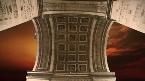 Arc de Triomphe against the sunset (time lapse, 4K), Paris, France Stock Footage 264943876