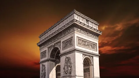 Arc de Triomphe against the sunset (time lapse, 4K), Paris, France Stock Footage 264943927