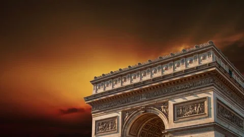Arc de Triomphe against the sunset (time lapse, 4K), Paris, France Stock Footage 264943933
