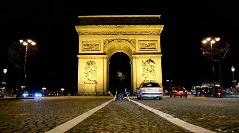 Arc de Triomphe (AKA Arch of Triumph), Avenue des Champs-Elysees, Paris, France. Video stock 45702600