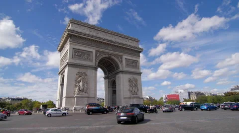 Arc de Triomphe and blue sky pan Stock-Footage 58596290