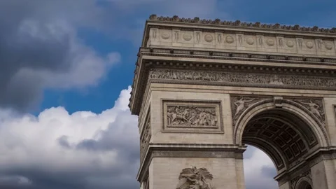 Arc de Triomphe (Arc de Triomphe Star) Video with the Movement of Clouds. Stock-Footage 228949419