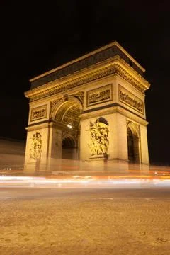 Arc de triomphe - arch of triumph by night in paris, france Stock Photos