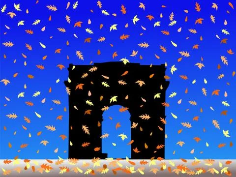 Arc de triomphe in autumn Stock Illustration