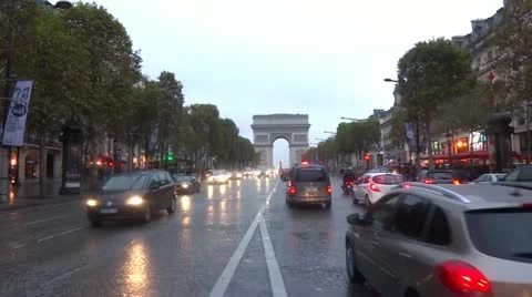 Arc de Triomphe The Avenue des Champs-Élysées  Paris, France Stock-Footage 12520899