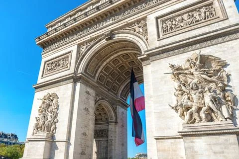 Arc de Triomphe on blue sky in Paris Arc de Triomphe on blue sky in Paris ... Stock-Fotos