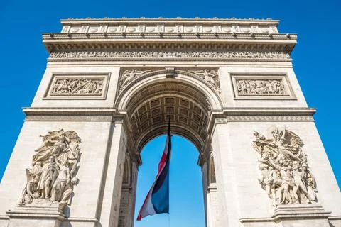 Arc de Triomphe on blue sky in Paris Arc de Triomphe on blue sky in Paris ... Stock-Fotos