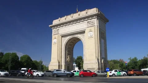Arc de Triomphe Bucharest 4k Stock Footage 250991703